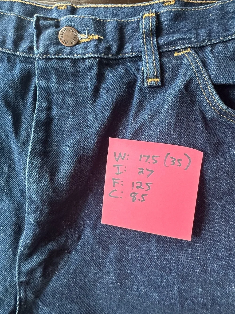 Vtg 70s 80s Rustler Mens Jeans 38x30 USA Made Talon 42 Zip Dark Denim Workwear⁠